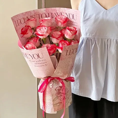 Carta da Imballaggio per Fiori Stile Pittura a Olio Romantico 10 Fogli Carta Kraft per Bouquet Regalo Materiale Artigianale