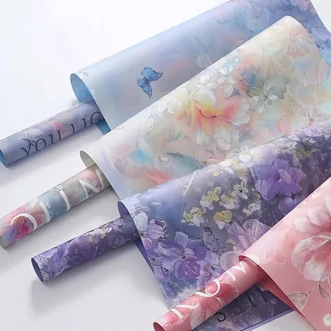 Sicily Oil Painting Style Flower Wrapping Paper Vintage Floral Gift Wrap Specialty Art Paper For DIY Florist Bouquet Packing