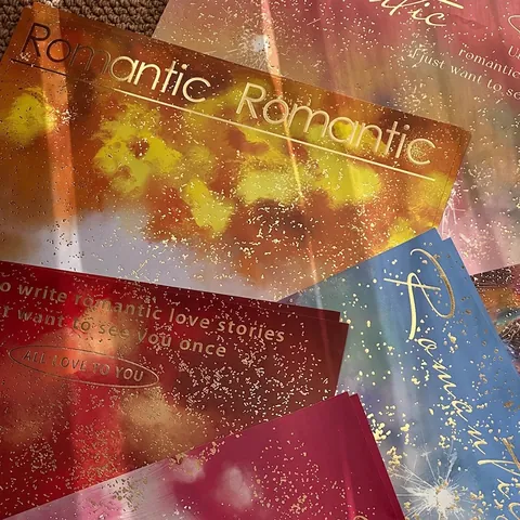 Colorful Fireworks Series Wrapping Paper Romantic Flower Packaging Specialty Paper With Hot Stamping For Valentine Day Wedding Party