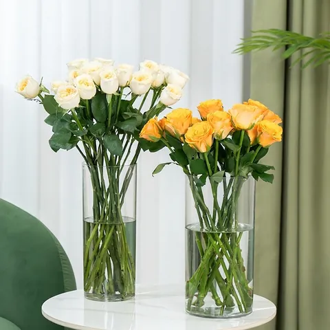 Modern Transparent Plastic Flower Vase Shatterproof Cylindrical Vase For Living Room Home Office Decorative Desktop Flower Pot