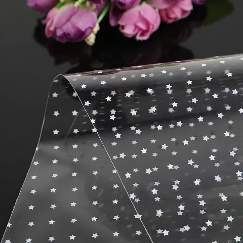Waterproof White Five Pointed Star Transparent Cellophane Bouquet Gift Wrapping Paper Star Pattern Opp Film For Flower Fruit Basket Packaging