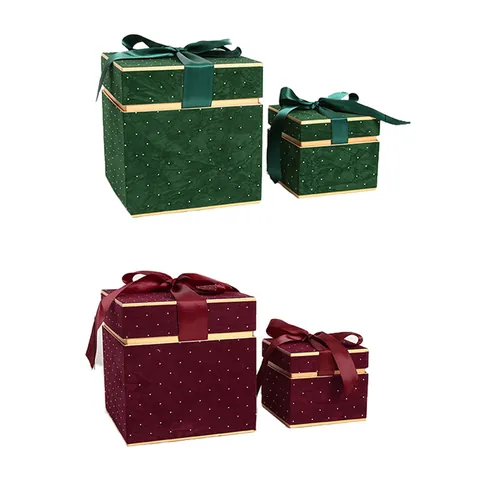 Set di Scatole Regalo Stellato in Velluto Stile Europeo Bordo Dorato Vintage Scatole di Imballaggio di Lusso per Fiori di Mela di Natale