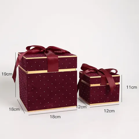 Set di Scatole Regalo Stellato in Velluto Stile Europeo Bordo Dorato Vintage Scatole di Imballaggio di Lusso per Fiori di Mela di Natale