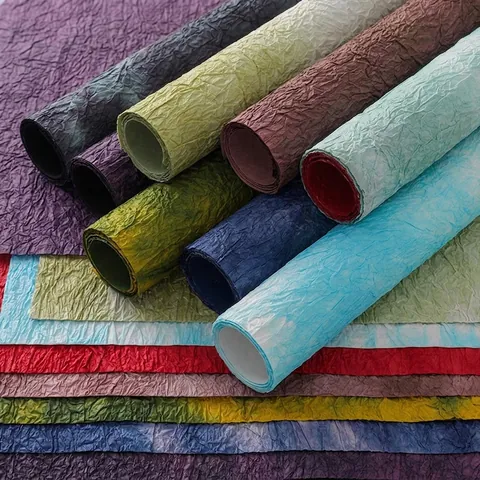 Papel de Regalo para Flores Arrugado Engrosado Patrón de Piedra de Tinta Papel Texturizado para Ramo de Flores DIY