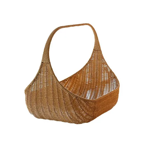 Handgefertigter Geflochtener Geschenkkorb Imitation Rattan Obstkorb Handgehaltener Blumenkorb Für Hochzeit Picknick Deko Korb