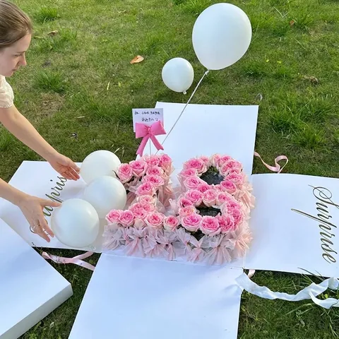 Marco de Fijación para Arreglos Florales con Forma de Número Dieciocho Soporte para Ramo para San Valentín Cumpleaños