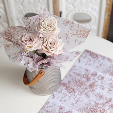 Vintage Floral Verpackungspapier Seidenpapier für Blumenstrauß Geschenkverpackung 38g Verdickt Retro Rose Muster Papierbögen