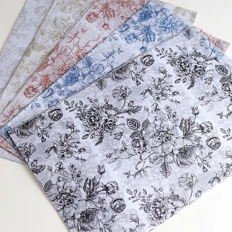 Vintage Floral Verpackungspapier Seidenpapier für Blumenstrauß Geschenkverpackung 38g Verdickt Retro Rose Muster Papierbögen