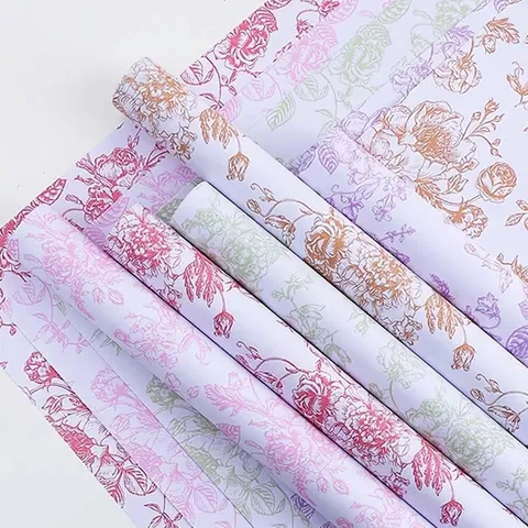 Retro Floral Art Wrapping Paper European Vintage Kraft Paper Flower Print Bouquet Gift Wrap For Florist Party Event Decor