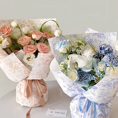 Retro Floral Art Wrapping Paper European Vintage Kraft Paper Flower Print Bouquet Gift Wrap For Florist Party Event Decor
