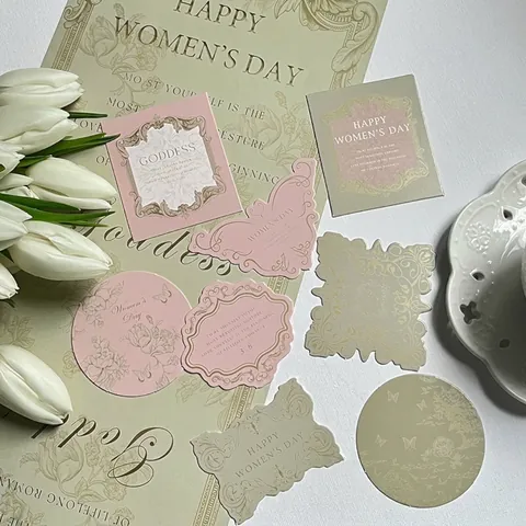French Palace Modern Minimalist Women's Day Gift Tags Specialty Paper Floral Butterfly Pattern Greeting Cards Decoration