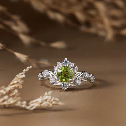 Vintage S925 Silver Branch Leaf Open Ring For Women Natural Citrine Peridot Garnet Topaz Gemstone Inlaid Jewelry Gift