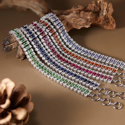 925 Sterling Silver Natural Gemstone Caterpillar Bracelet For Women Natural Sapphire Ruby Tsavorite Spessartine Tanzanite Jewelry