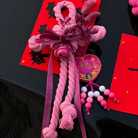 Chinese New Year Hanging Ornament Handmade Three Strand Cotton Rope Swastika Knot Spring Festival Traditional Festive Home Decor Material