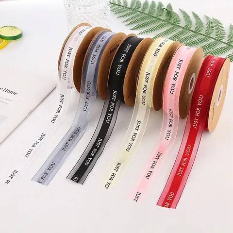 Grosgrain Ribbon For Flower Packaging Gift Wrapping Romantic English Letter Print Organza Ribbon For DIY Crafts Accessories