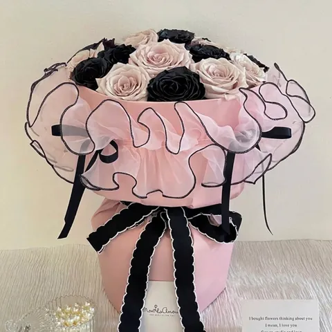 Ballet Style Flower Bouquet Ruffled Tulle Puff Edging Florist Skirt Wave Ribbon Wedding Party Flower Packaging Materials Decor