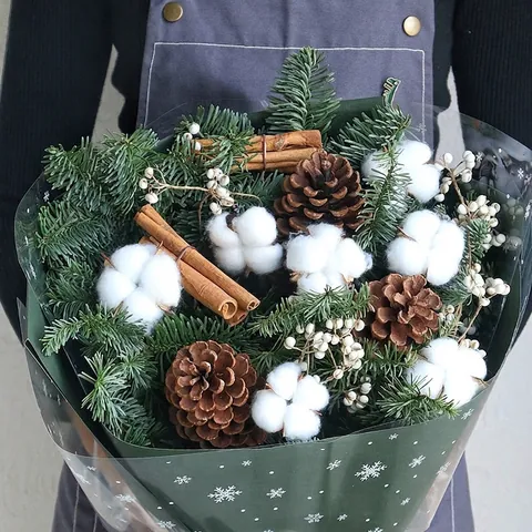 Artificial Christmas Pine Branches Deep Green Plastic Pine Needle Sprigs For DIY Xmas Wreath Craft Home Festive Decoration