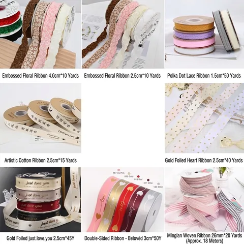 Polyester Satin Ribbon Tape Heart Printed Floral Lace Trim For Gift Wrapping Bouquet DIY Crafts Party Decoration