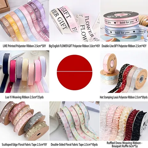 Vintage Pleated Lace Edge Ribbon Polyester Ribbon For Gift Wrapping Flower Bouquet Packaging Cake Box Decoration DIY Craft