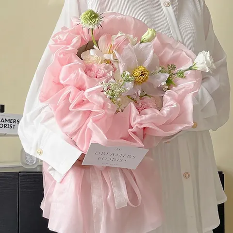 Gasa de Embalaje de Flores Elástica Estilo Falda de Princesa de San Valentín Material de Ramo DIY Malla Coreana