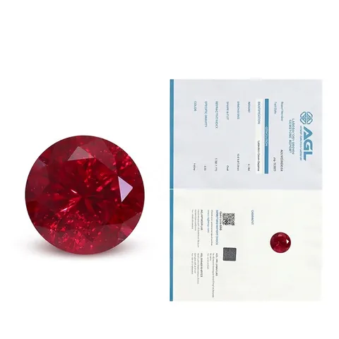 Pigeon Blood Red Lab-Created Ruby Loose Gemstone Round Diamond Cut Synthetic Gem For Ring Pendant Jewelry Making Setting