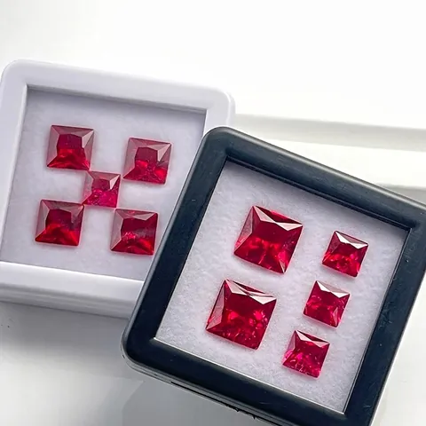 Princess Slijpvorm Losse Edelsteen In Laboratorium Gekweekte Robijn Vierkant Rood Voor Sieraden Maken DIY