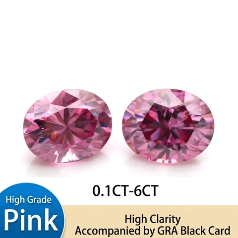 Peach Pink Moissanite Oval Cut VVS Clarity Loose Gemstone For Ring Jewelry Making GRA Certified Synthetic Diamond Stone