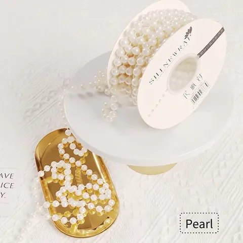 Hochglänzende Künstliche Perlenperlenkette Rolle Für Hochzeit Brautstrauß Girlande DIY Blumen Handwerk Zubehör Home Party Dekoration