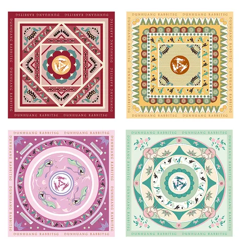 Dunhuang Rabbit Floral Wrapping Paper Kraft Paper Guochao Vintage Flower Bouquet Wrapper For Wedding Birthday Decoration