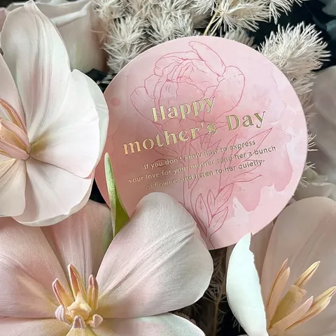 Tarjetas de Felicitación Día de la Madre Estampado en Oro Floral Etiquetas Regalo Cartón Blanco para Ramo de Flores Decoración