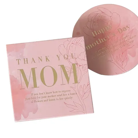 Tarjetas de Felicitación Día de la Madre Estampado en Oro Floral Etiquetas Regalo Cartón Blanco para Ramo de Flores Decoración