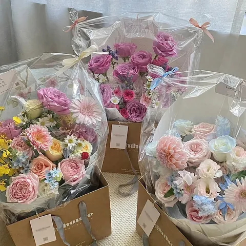 Bolsa Antipolvo para Ramo de Flores Transparente Material de PE Electrostático Cubierta de Embalaje Impermeabile a Prueba de Viento para Entrega de Florista