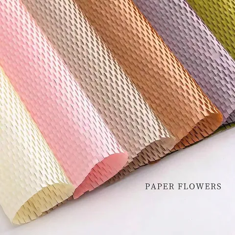 Honeycomb Paper Flower Wrapping Mesh Grid Gift Wrap Paper Roll Eco Friendly Bouquet Packaging Multi Colors Wide Roll