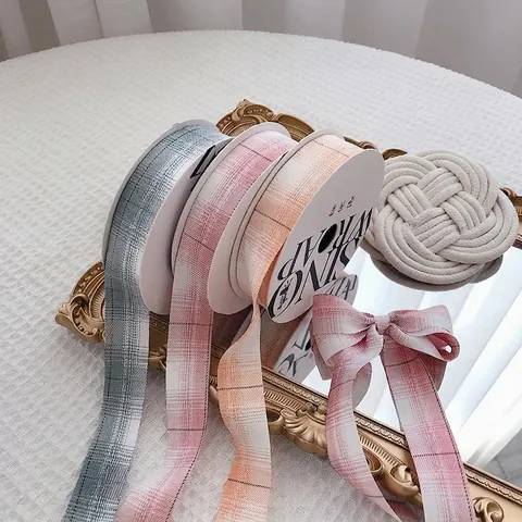 British Style Plaid Ribbon For Gift Wrapping DIY Craft Classic Checkered Polyester Webbing For Bouquet Bow Decoration
