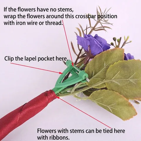 Wedding Corsage Clips Triangular Green Plastic Brooch Pins Floral DIY Supplies Functional Flower Fixing Tool Accessory