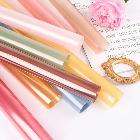 Film de Gelée OPP Transparent Coloré Papier Cellophane Imperméable pour Emballage de Bouquet de Fleurs Fournitures Florales