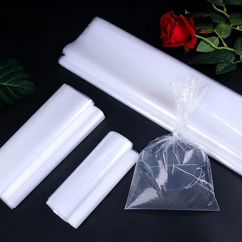Transparent PE Flower Water Bag For Bouquet Root Protection Leakproof Clear Plastic Floral Hydration Pouch Florist DIY Packaging Supplies