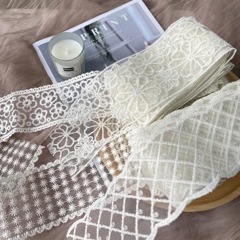 Geborduurd Kant Lint Bloemboeket Verpakking Lint Vintage Mesh Kant Stof Voor Bruiloft Feest Cadeau Decoratie