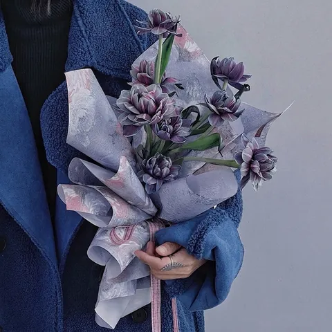Vintage Peony Oil Painting Style Flower Wrapping Paper Artistic Floral Bouquet Gift Packaging Paper Sheets For Florist Party