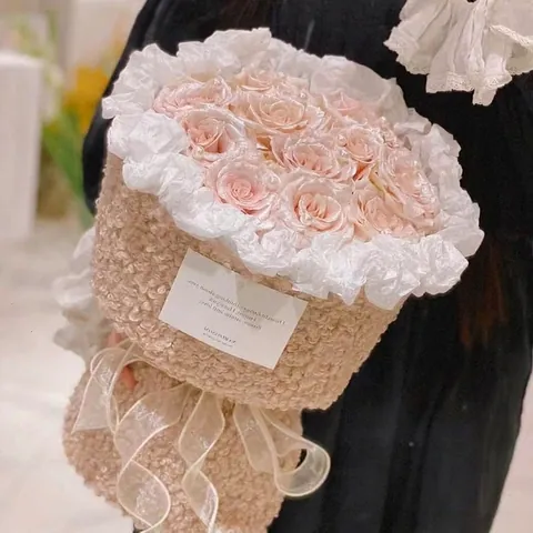 Teddy Fleece Lamb Wool Flower Bouquet Wrapping Fabric Ins Style Little Fragrance Gift Wrapping Material For Florist