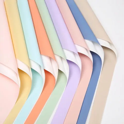 Papel de Regalo Floral Bicolor de Doble Cara Impermeable Colores Frescos de Verano Material de Envoltura de Regalo de Ramo de Plástico Suministros de Arte Floral