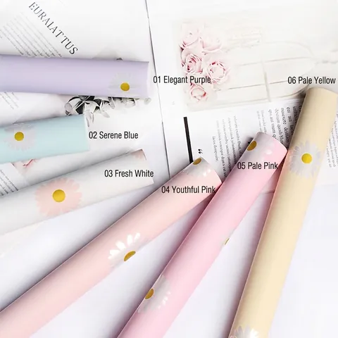 Waterproof Flower Wrapping Paper Floral Daisy Pattern Frosted Thickened Oya Paper For Bouquet Gift Packaging For Mother's Day