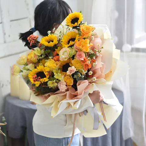 Waterproof Flower Wrapping Paper Floral Daisy Pattern Frosted Thickened Oya Paper For Bouquet Gift Packaging For Mother's Day