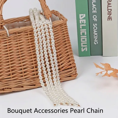 Catena di Perle Artificiali Bianche per Decorazione Bouquet di Fiori Accessori Artigianali Floreali Fai-da-te Materiale per Imballaggio Festa di Matrimonio