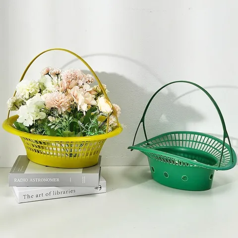 Handheld Sacrificial Flower Basket Plastic Hollow Grid Design Memorial Worship Basket Floral Arrangement Packaging For Outdoors