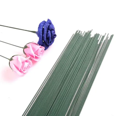 Green Iron Plastic Floral Wire Stems For DIY Bouquet Making Floral Arrangement Support Die-cutting Florist Supplies Craft Accessories