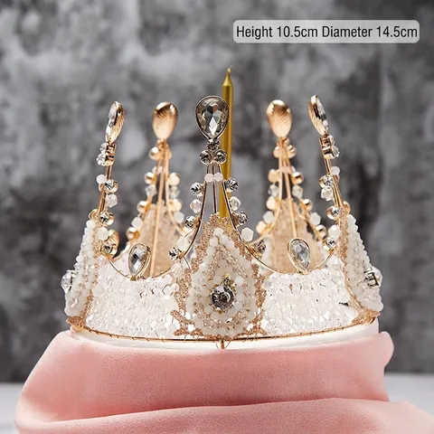 Bridal Wedding Tiara Crown For Women Luxury Alloy Rhinestone Artificial Pearl Birthday Princess Headpiece Hair Jewelry