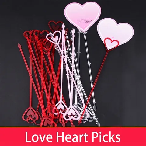 Heart Shape Plastic Floral Card Holder Sticks for Bouquet Greeting Card Insert Holder Flower Shop Accessory 80 Pcs Pack