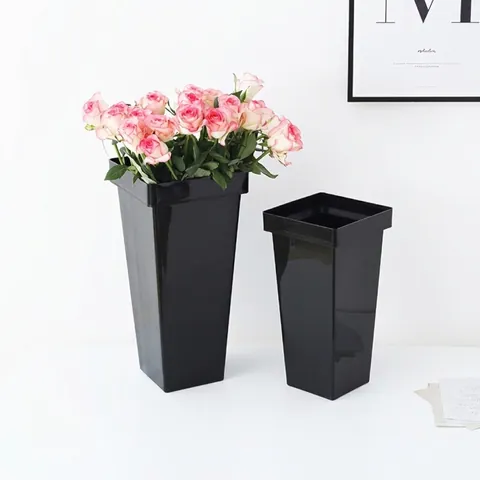 Kunststoff Quadratischer Runder Blumeneimer Profi Floristen-Eimer Minimalistisches Modernes Dekoratives Blumenarrangement-Gefäß Für Zuhause
