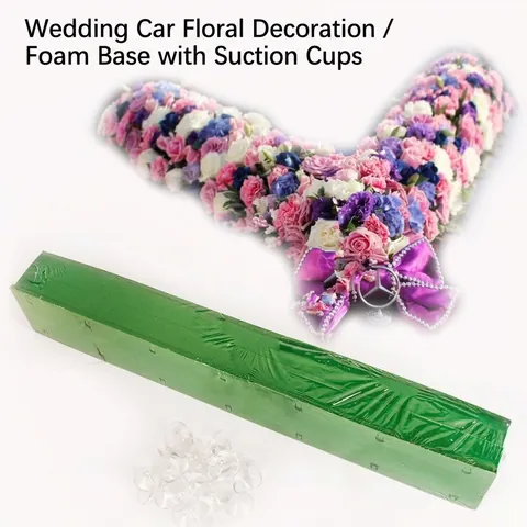 Wedding Car Floral Foam Plate With Suction Cups V-Shape Rectangular Reinforced Floral Foam PP Plastic Base For Car Decoration